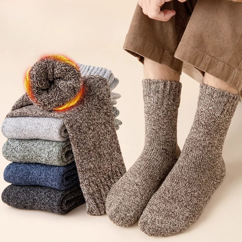 5 Pairs Solid Color Pattern Me - Thermal Sock Winter ulasan dan harga