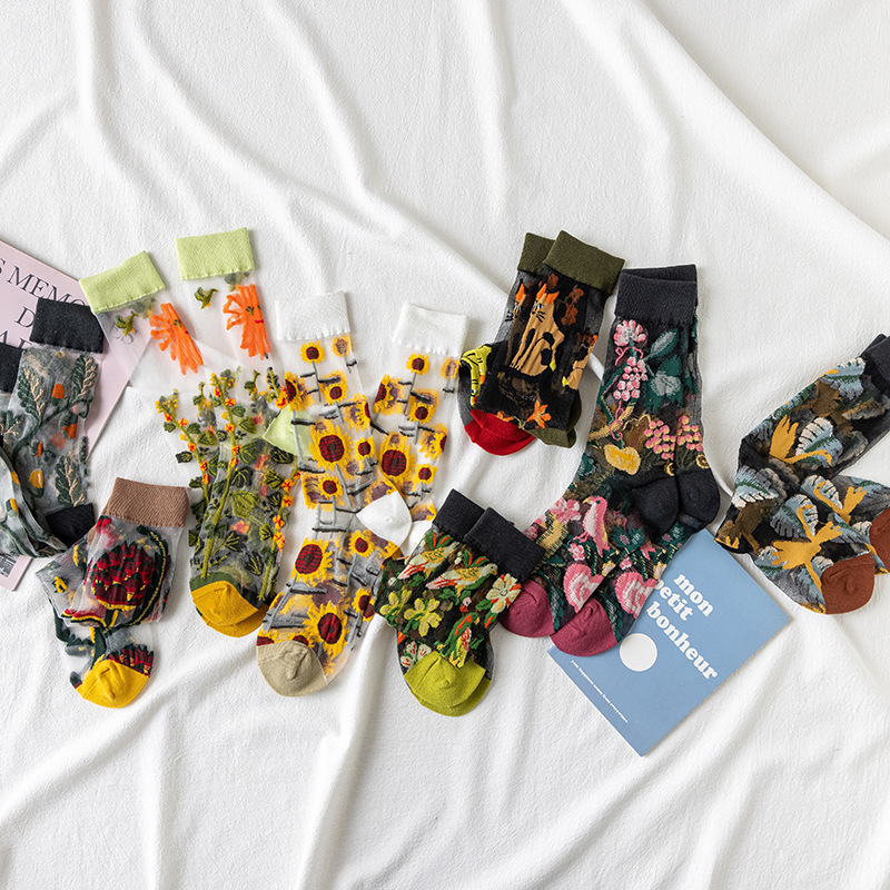 1/4 Pairs Retro Flower Women G - Silk Sock Bamboo ulasan dan harga