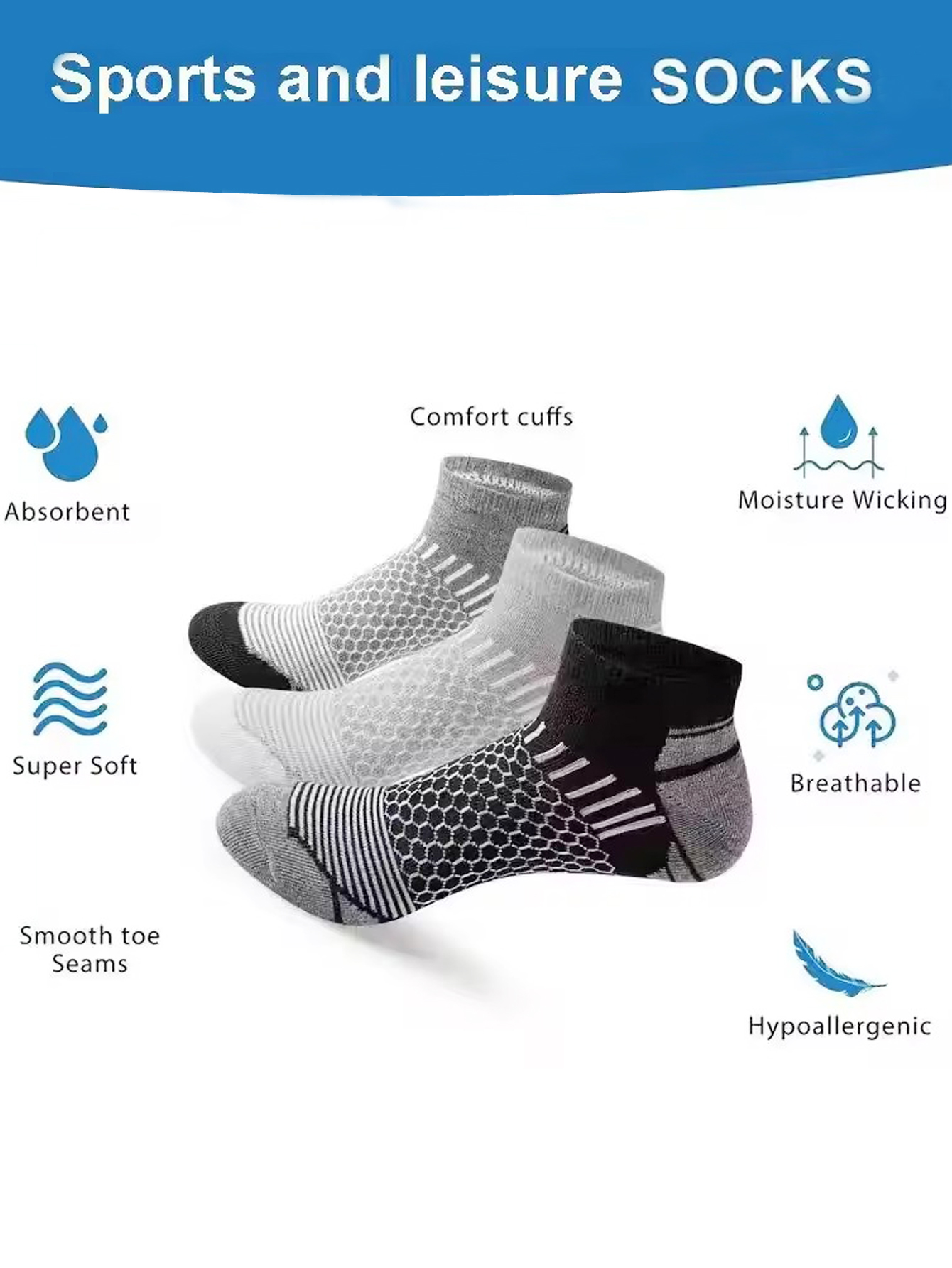 6 Pairs Men's Honeycomb Mesh A - Ankle Sock Low Cut ulasan dan harga