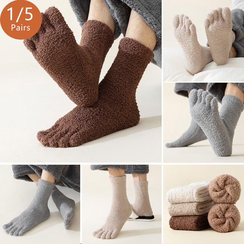 1/5 Pairs Mans Thermal Toe Soc - Thermal Sock Winter ulasan dan harga